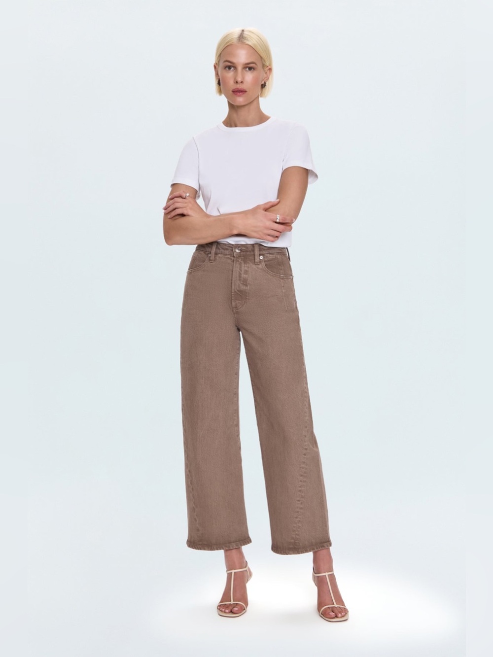 Pistola Kyra High Rise Bowed Ankle Crop Jeans Tannin Brown Size 26 NWOT Defect - Picture 2 of 15